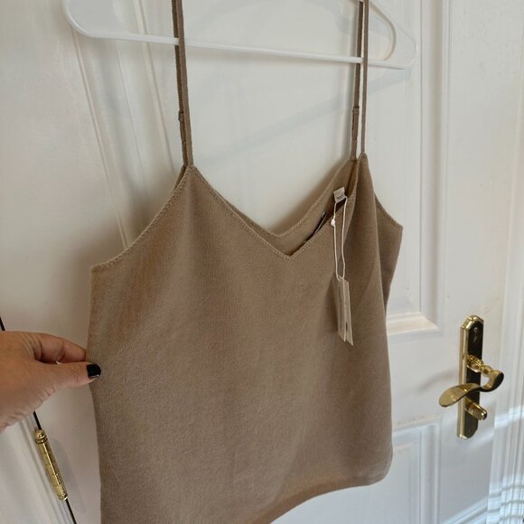 Vince Crochet Strap Cashmere Tank in Dune - Picture 3 of 6